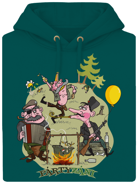 Pártyzáni unisex mikina premium Emerald Green