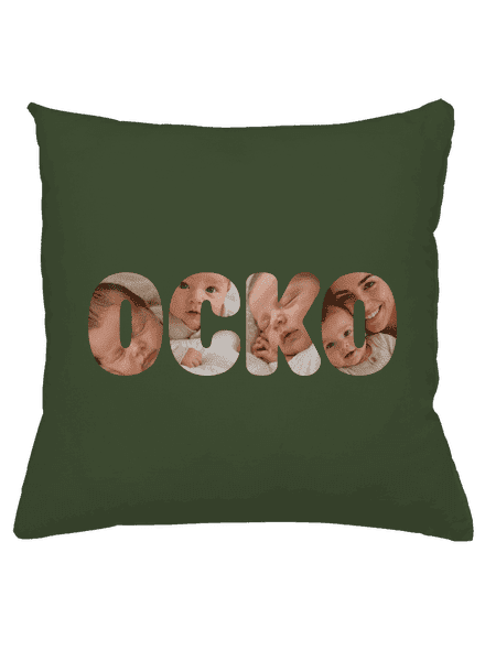 Nápis ocko z vlastných fotiek vankúš Olive Green