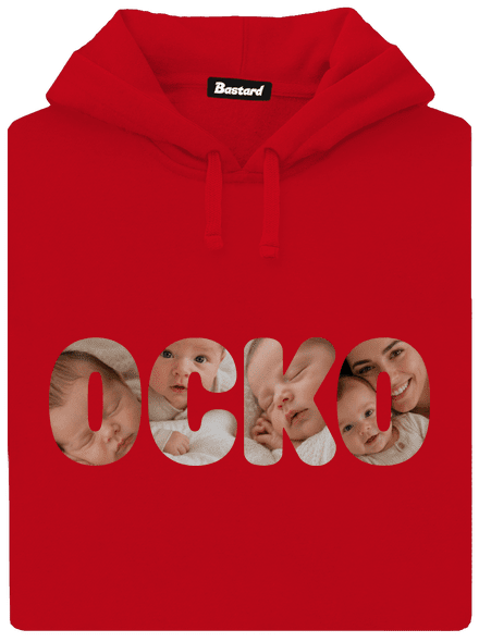 Nápis ocko z vlastných fotiek pánska mikina klokanka Red