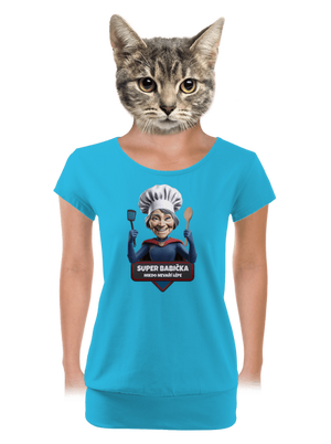 Super babička dámske tričko s lemom Blue Atol