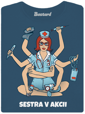 Sestra v akcii dámske tričko prémium Petrol Blue