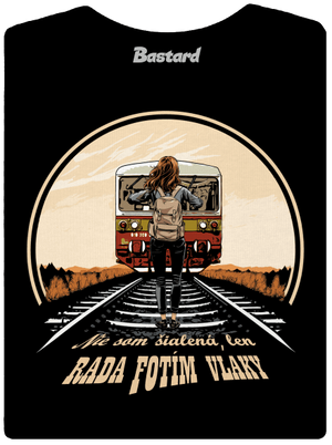 Fotím vlaky dámske tričko s lemom Black