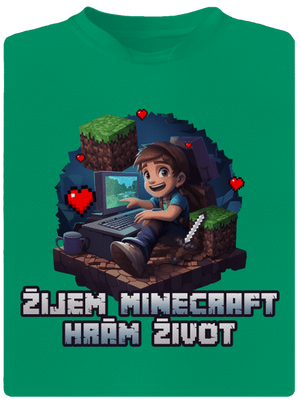Žijem Minecraft detské športové tričko Kelly Green Mal
