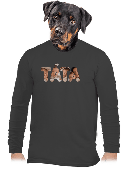 Nápis ocko z vlastných fotiek pánske dlhý rukáv Dark Grey