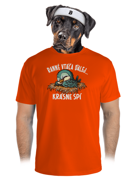 Ranné vtáča spí pánske športové tričko Neon Orange