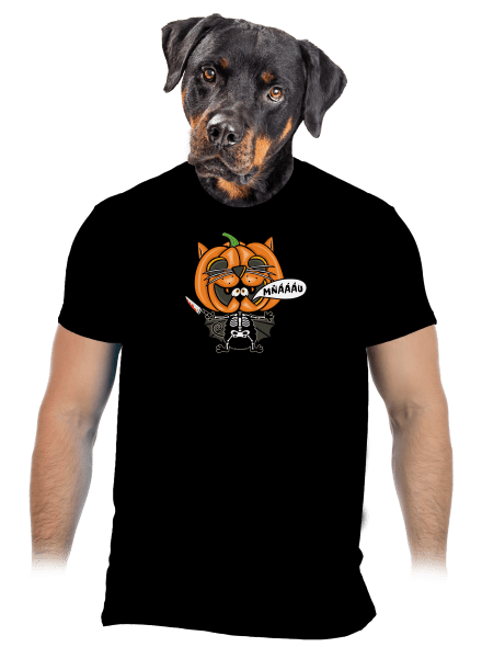 Halloweenská kočička pánske tričko Black
