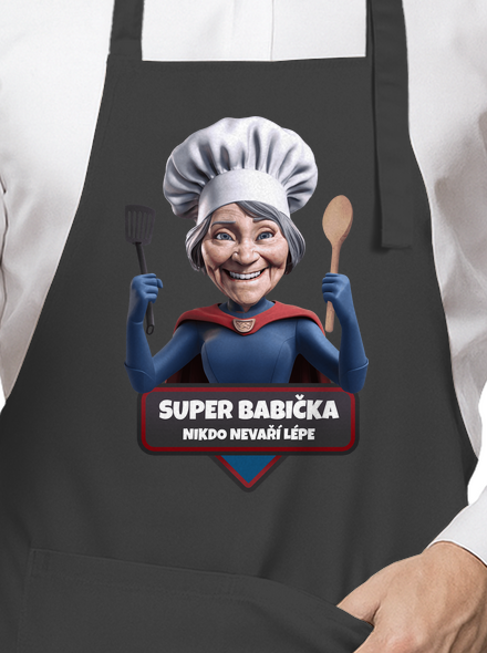 Super babička zástera Dark Grey