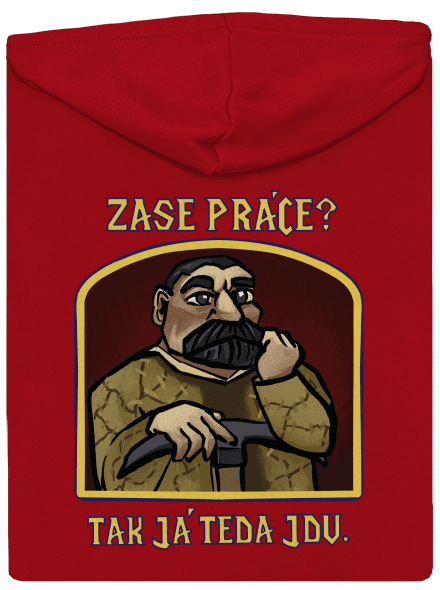 Zase práce? pánska mikina na zips Red