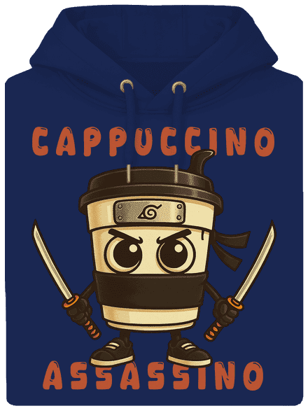 Cappuccino Assasino – Italian Brainrot unisex mikina premium Navy