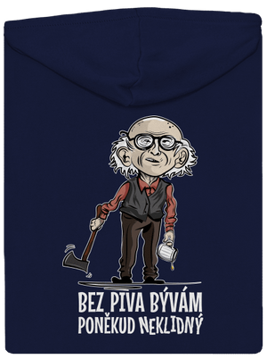 Neklidný bez piva pánska mikina na zips Navy
