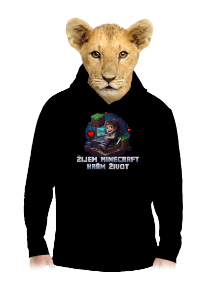 Žijem Minecraft detská mikina klokanka Black