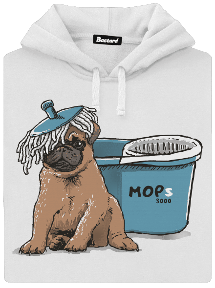 Mops dámska mikina klokanka White