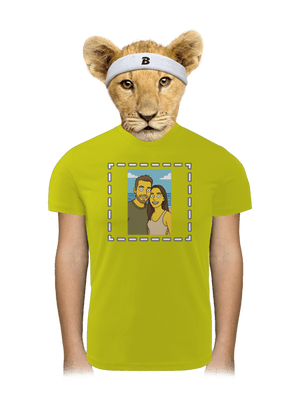 Simpsonovi z vlastnej fotky detské športové tričko Neon Yellow