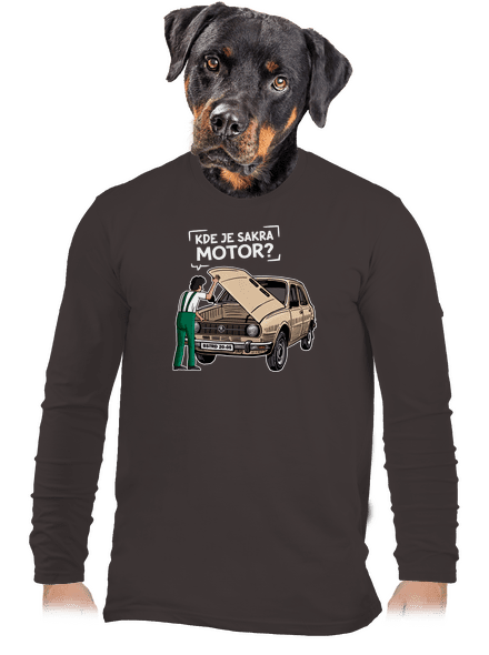 Kde je motor? pánske dlhý rukáv Bear Brown