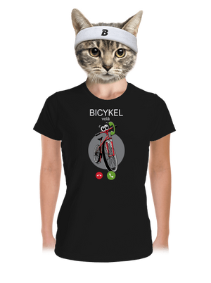Bicykel volá dámske športové tričko Black