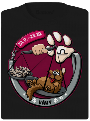 Psí horoskop: Váhy dámske športové tričko Black