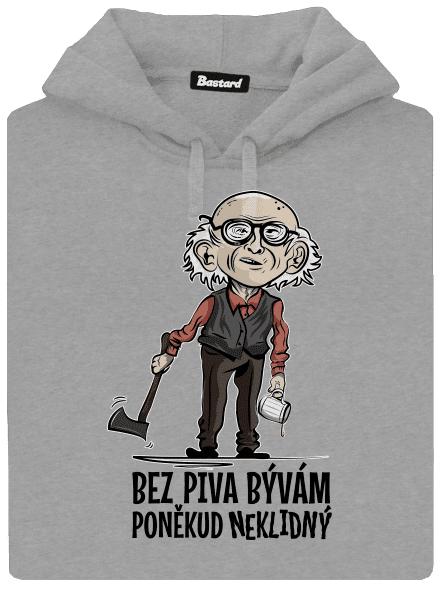 Neklidný bez piva pánska mikina klokanka Light Melange
