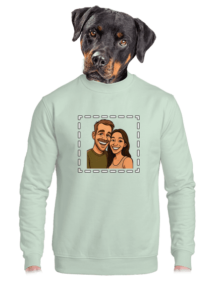 Karikatúra z vlastnej fotky unisex mikina bez kapucne Blush Mint
