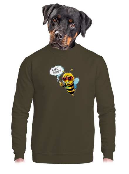 Bee happy unisex mikina bez kapucne Urban Khaki