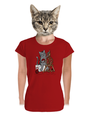 Mačka pradie dámske tričko prémium Red Mal
