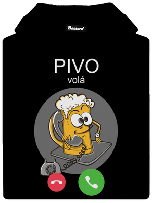 Pívo volá pánska mikina klokanka Black