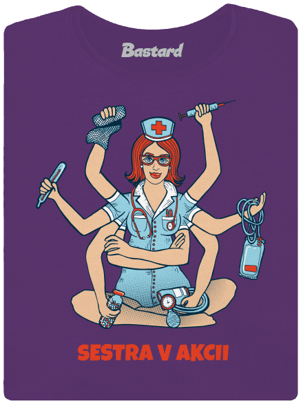 Sestra v akcii dámske tričko prémium Purple