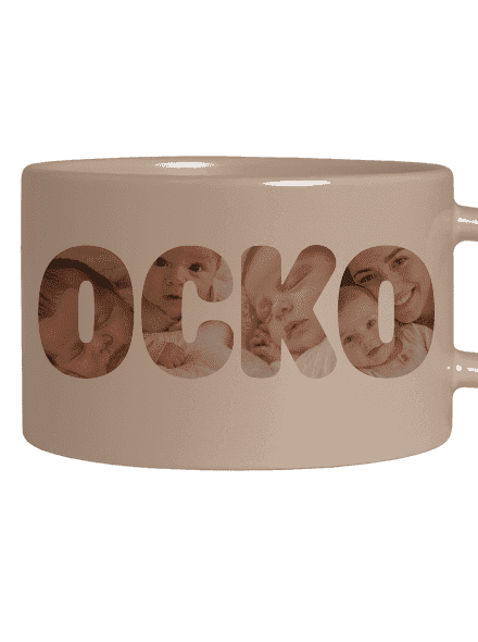 Nápis ocko z vlastných fotiek hrnček makronka Brown Macaron