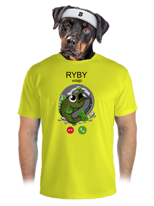Ryby volají pánske športové tričko Neon Yellow
