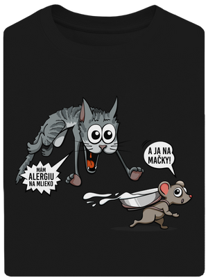 Alergická mačka a myš unisex tričko oversized Black