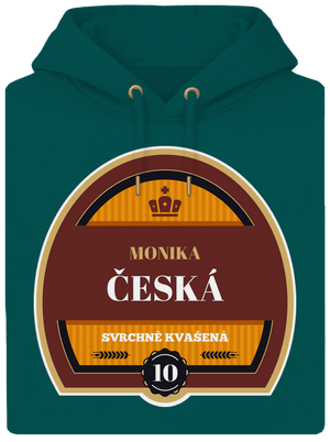 Pivná etiketa unisex mikina premium Emerald Green