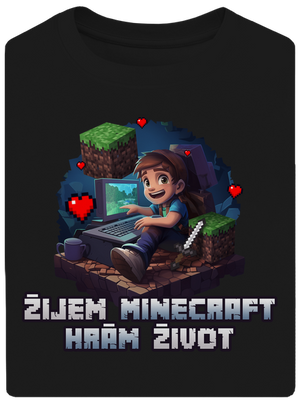 Žijem Minecraft unisex tričko oversized Black