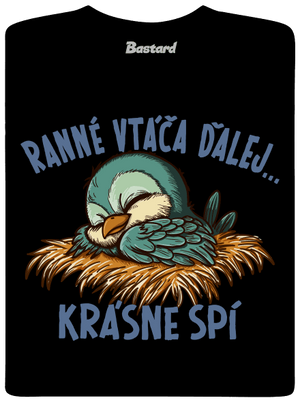Ranné vtáča spí pánske tričko Black