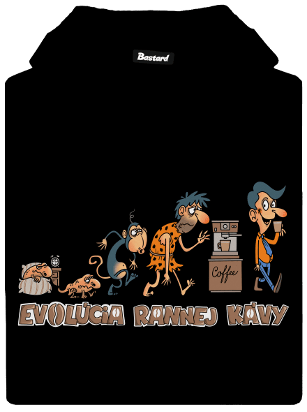 Evolúcia rannej kávy pánska mikina klokanka Black