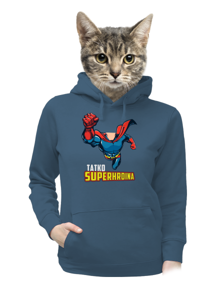 Tatko superhrdina dámska mikina klokanka Denim