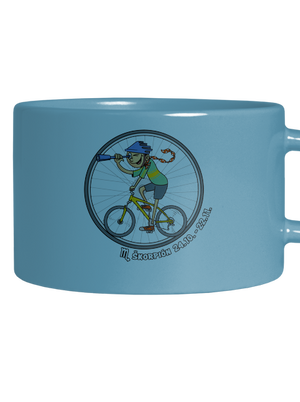Cyklistický horoskop: Škorpión hrnček makronka Blue Macaron