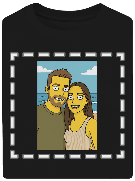 Simpsonovi z vlastnej fotky unisex tričko oversized Black