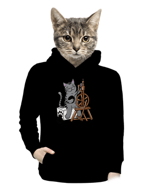 Mačka pradie dámska mikina klokanka Black