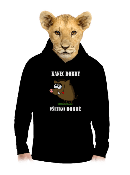 Kanec dobrý detská mikina klokanka Black