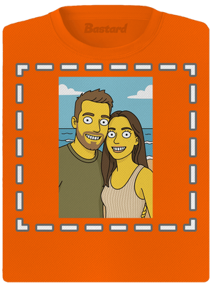 Simpsonovi z vlastnej fotky dámske športové tričko Neon Orange