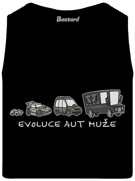 Evolúcia áut muža pánske tielko Black