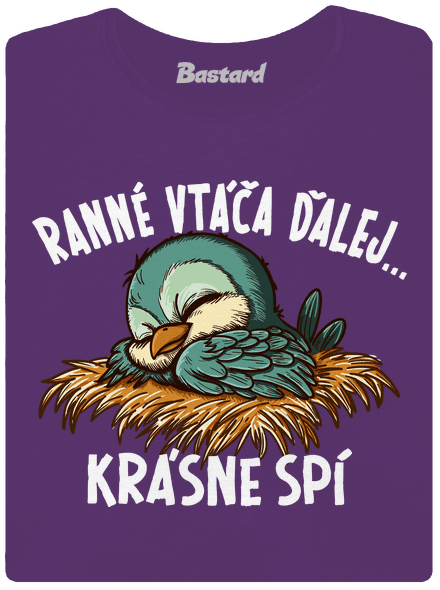 Ranné vtáča spí dámske tričko prémium Purple