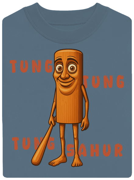 Tung Tung Tung Sahur – Italian Brainrot unisex mikina bez kapucne Nordic Blue