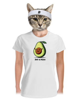 Život je pecka dámske športové tričko White