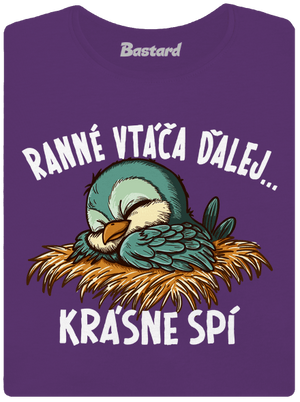 Ranné vtáča spí dámske tričko prémium Purple