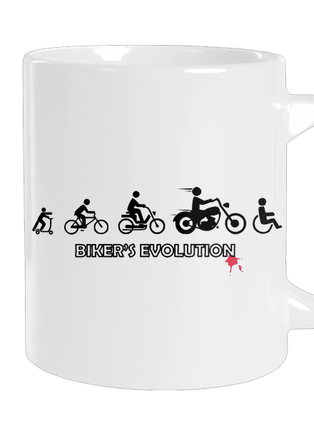 Biker’s Evolution veľký hrnček White