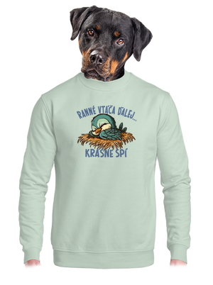 Ranné vtáča spí unisex mikina bez kapucne Blush Mint