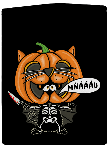 Halloweenská kočička dámska mikina na zips Black