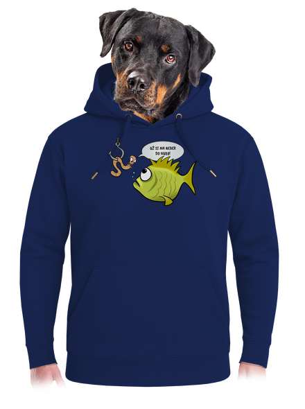Ryba a dážďovka unisex mikina premium Navy