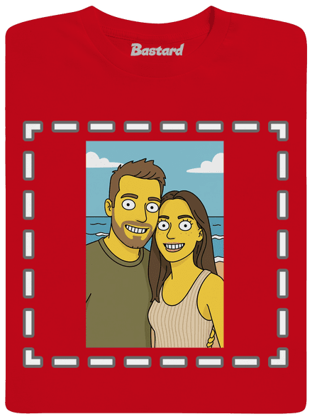Simpsonovi z vlastnej fotky pánske tričko Red