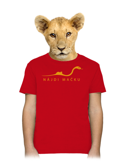 Nájdi mačku detské tričko Red